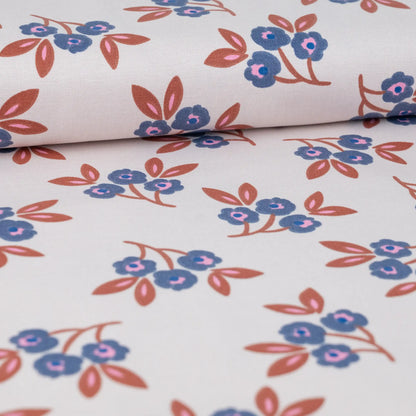 Canvas Stoff Blumenprint blau