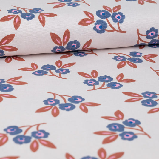 Canvas Stoff Blumenprint blau