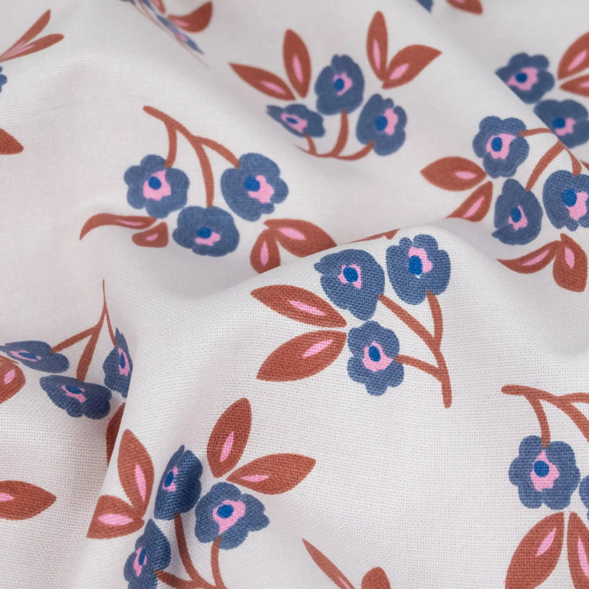 Canvas Stoff Blumenprint blau