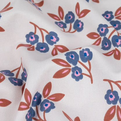 Canvas Stoff Blumenprint blau
