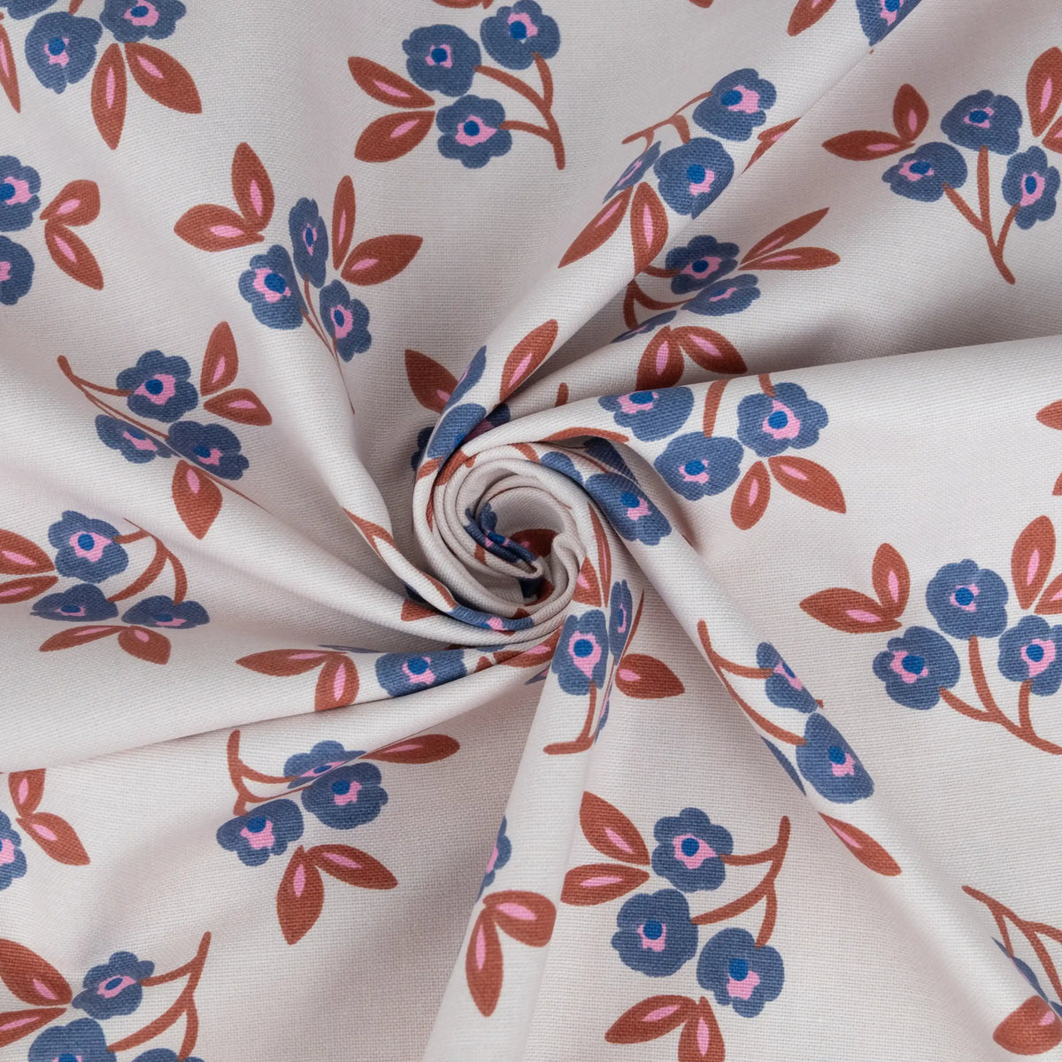 Canvas Stoff Blumenprint blau