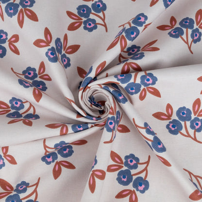 Canvas Stoff Blumenprint blau