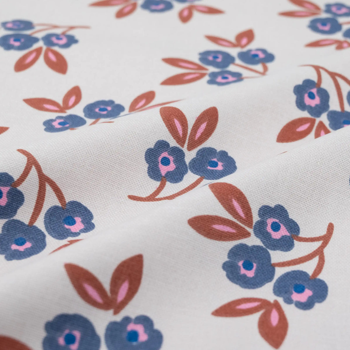 Canvas Stoff Blumenprint blau