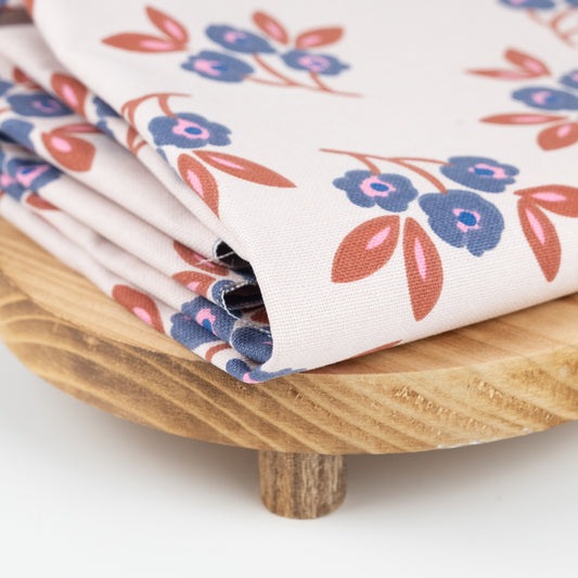 Canvas Stoff Blumenprint blau