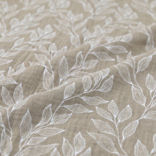 Musselin Blumenprint beige