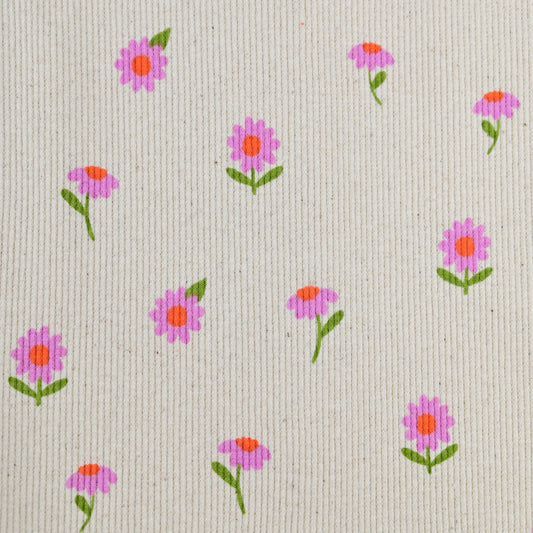 Rib Jersey kleine Blumen natur