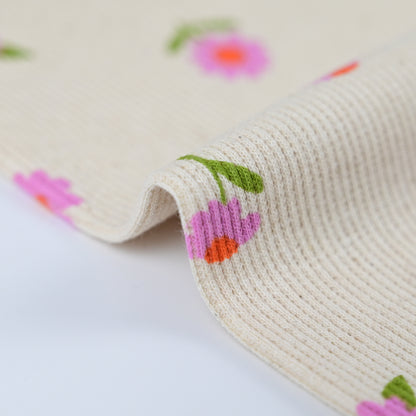Rib Jersey kleine Blumen natur
