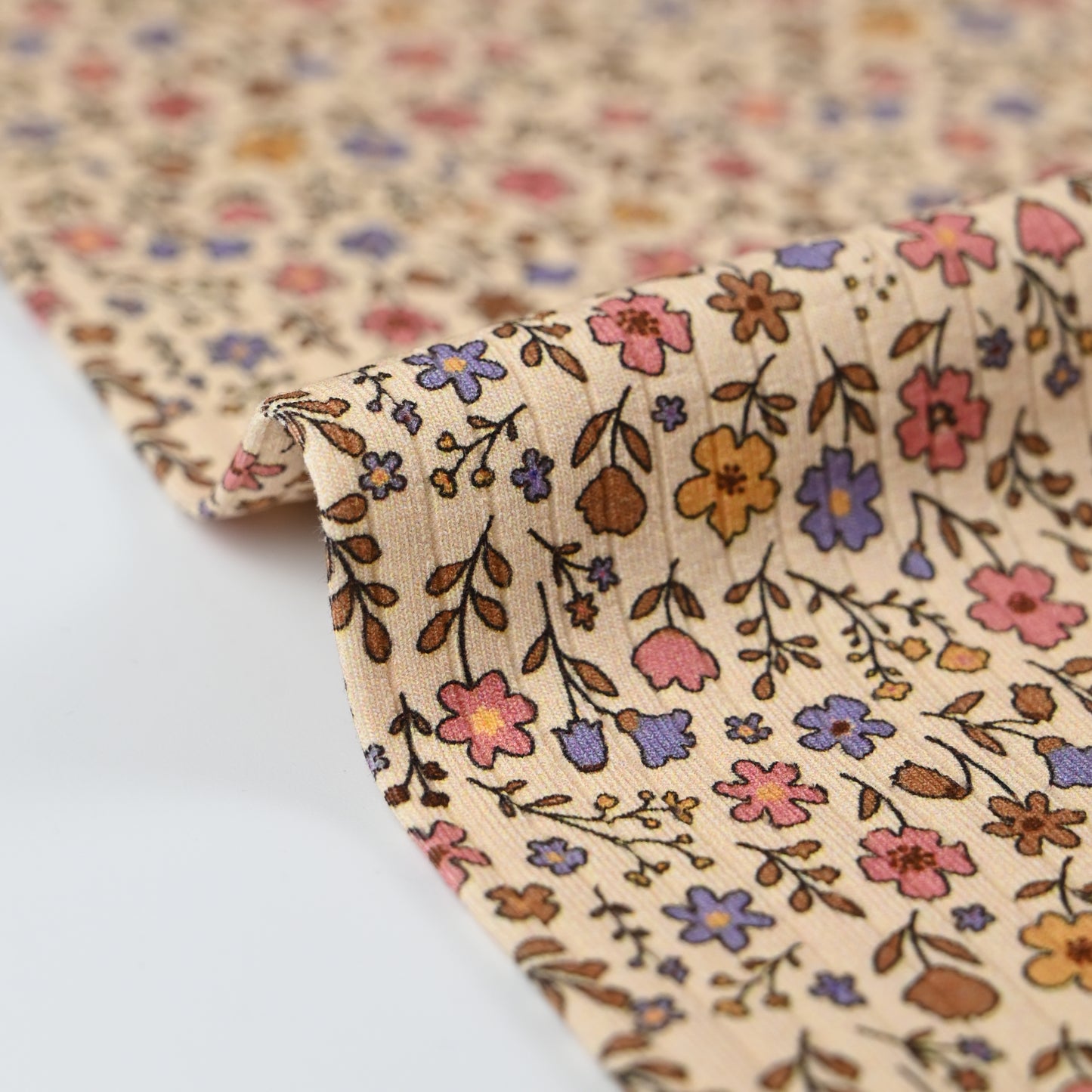 Big Rib Jersey Retro Blumen