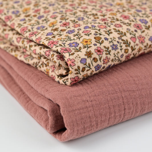 Musselin Retro Blumen