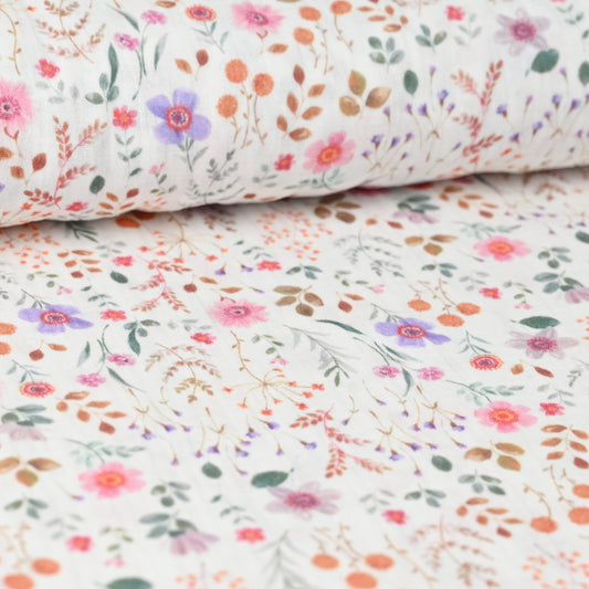 Musselin kleine bunte Blumen