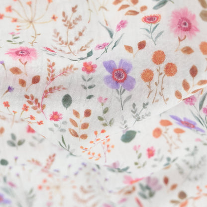 Musselin kleine bunte Blumen