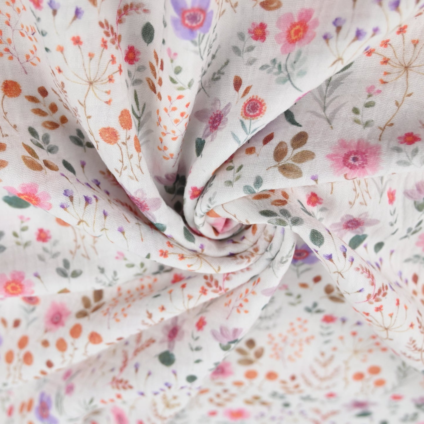 Musselin kleine bunte Blumen