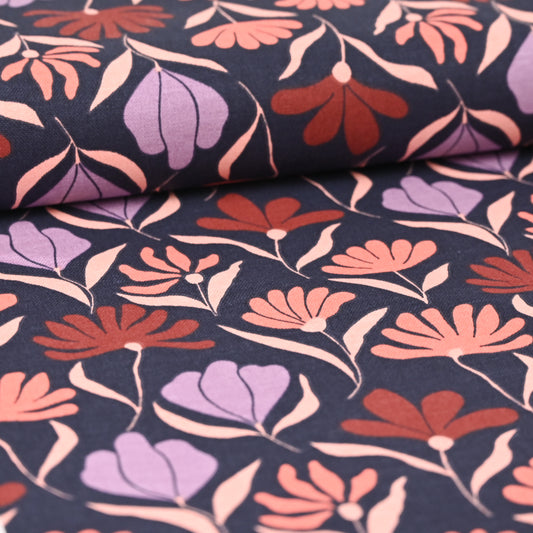 Canvas Stoff Blumen blau