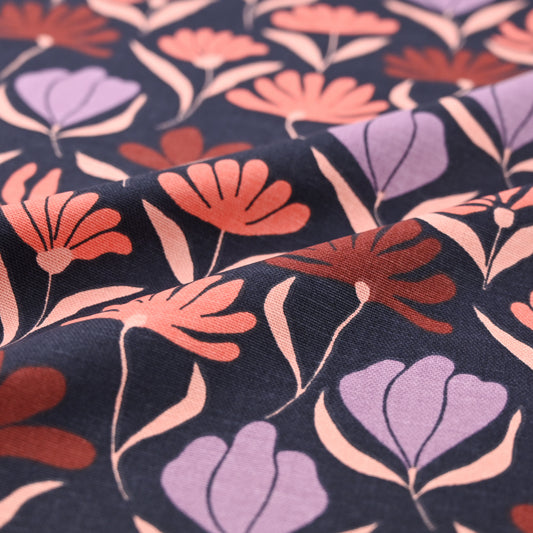 Canvas Stoff Blumen blau