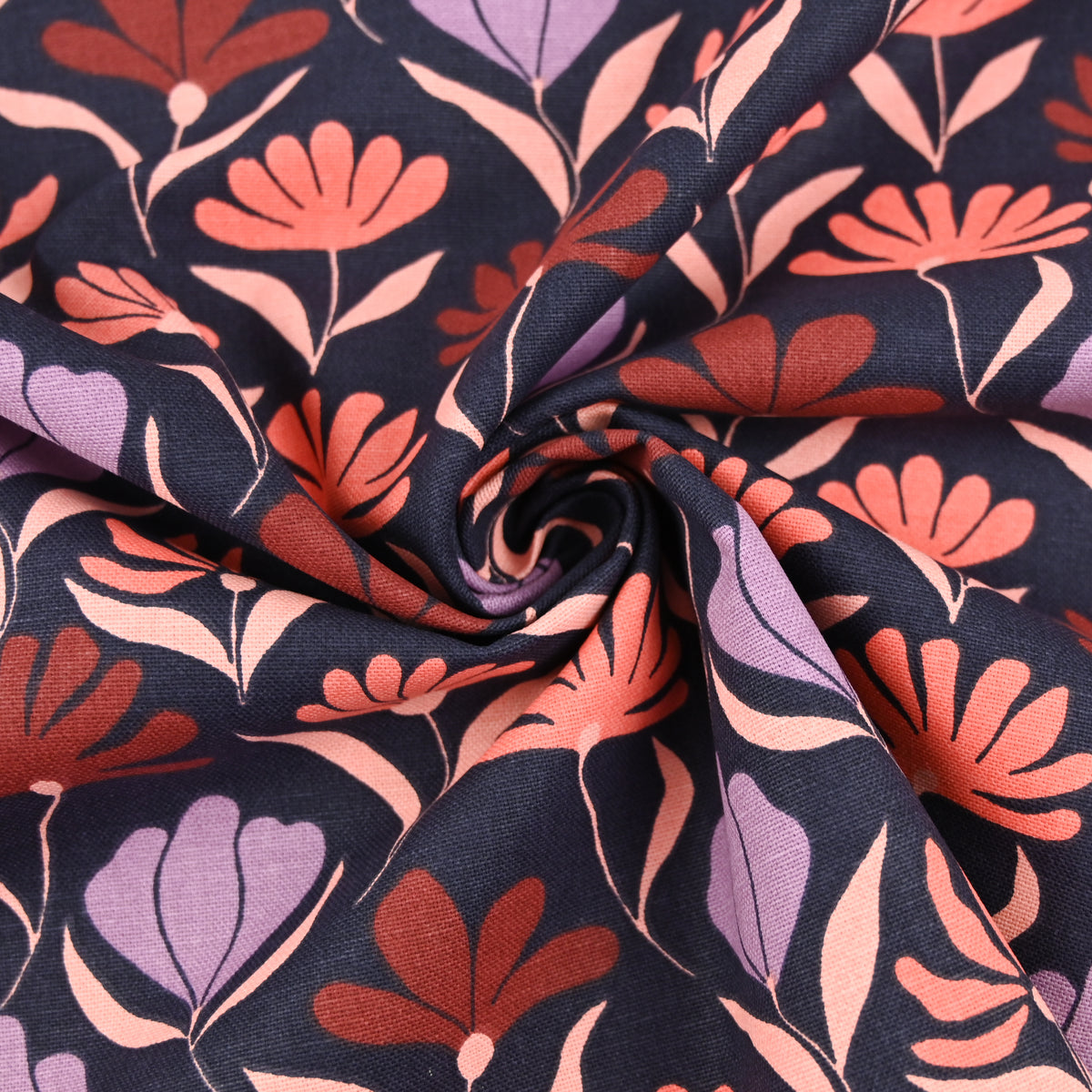 Canvas Stoff Blumen blau