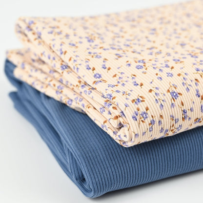 Rib Jersey Miniblumen blau