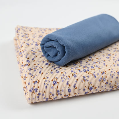 Rib Jersey Miniblumen blau