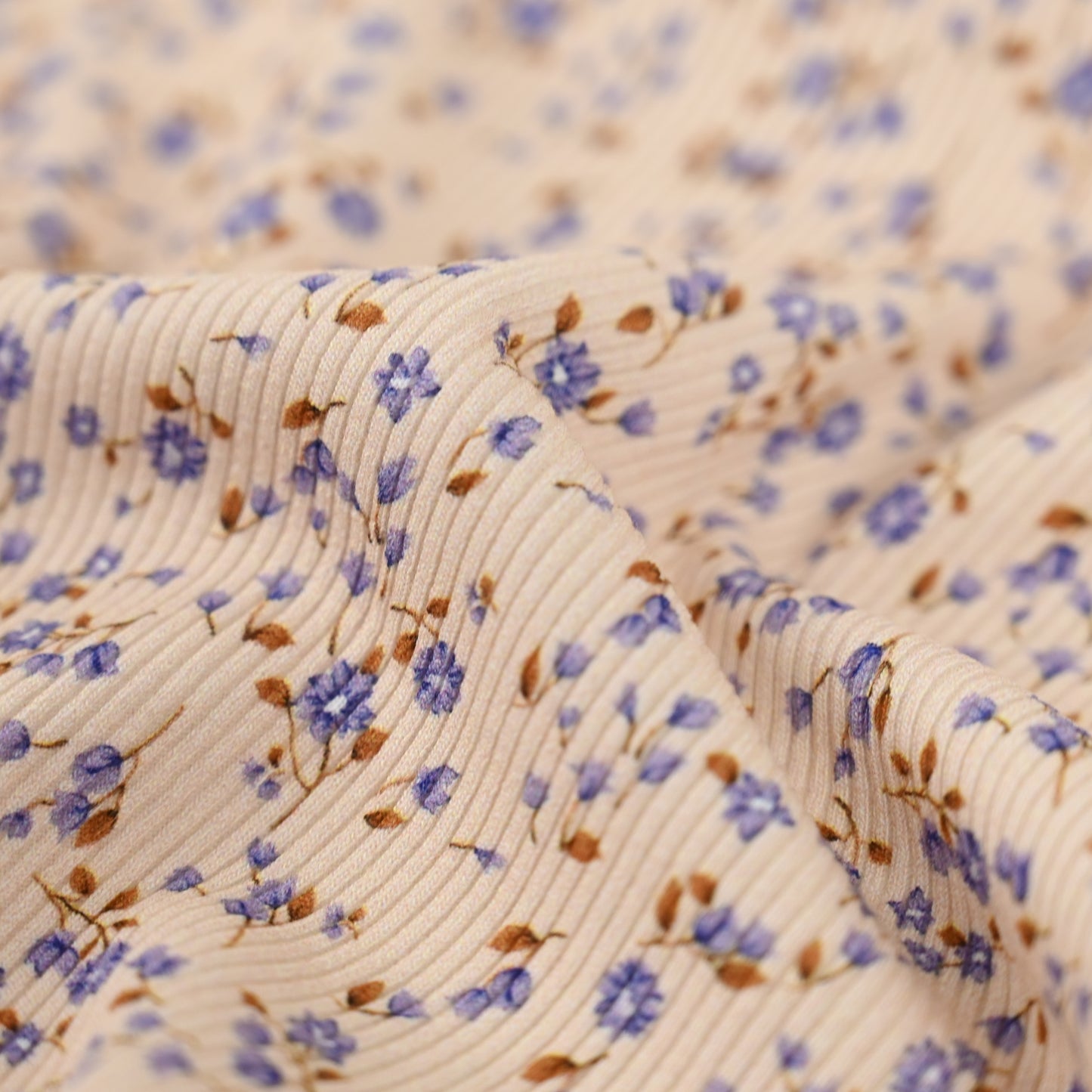 Rib Jersey Miniblumen blau