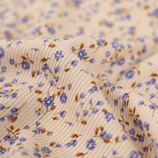 Rib Jersey Miniblumen blau