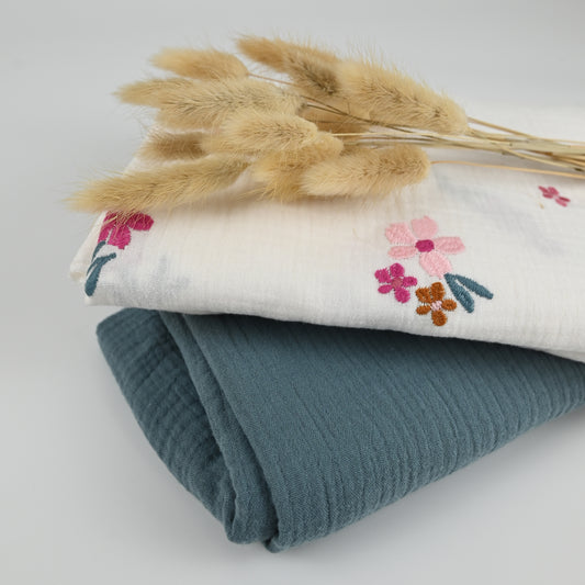 Musselin gestickte Blumen bunt - elli&else
