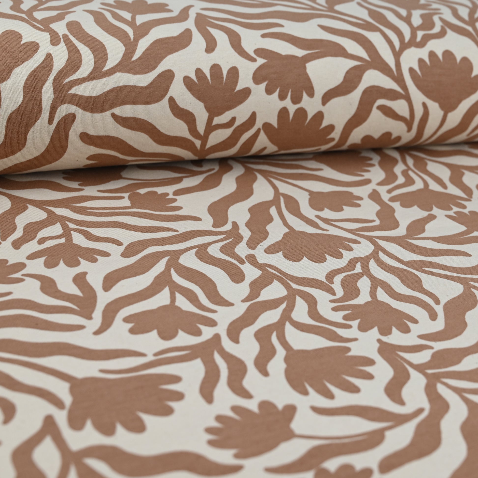 Sweatstoff abstrakte Blumen karamell - elli&else