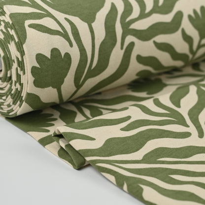 Sweatstoff abstrakte Blumen oliv - elli&else