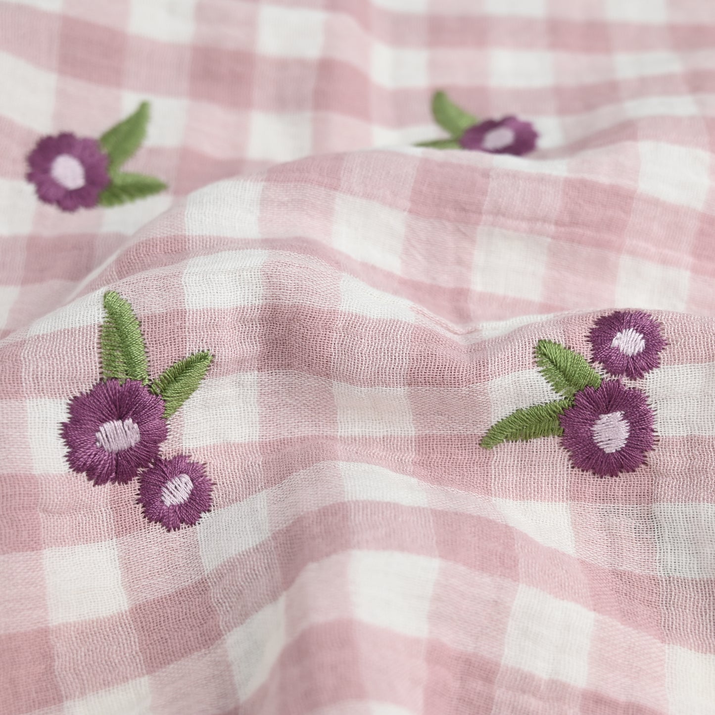 Musselin kariert mit Blumen - mauve - elli&else