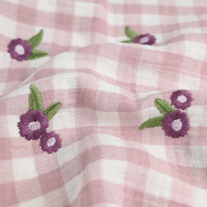 Musselin kariert mit Blumen - mauve - elli&else