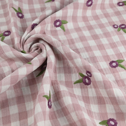 Musselin kariert mit Blumen - mauve - elli&else