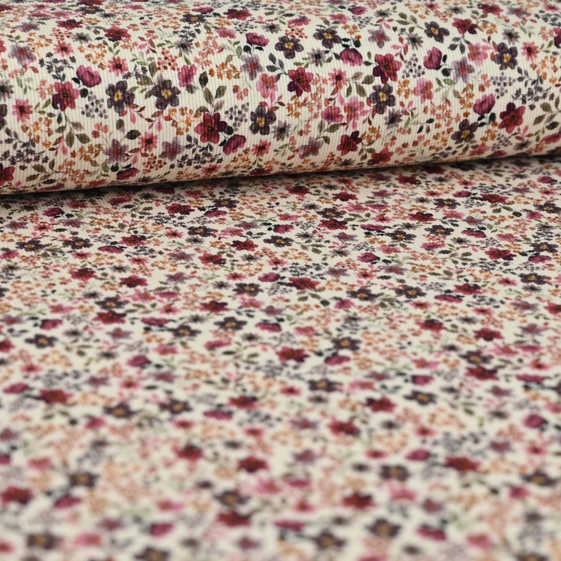 Rib Jersey Blumen pflaume - elli&else