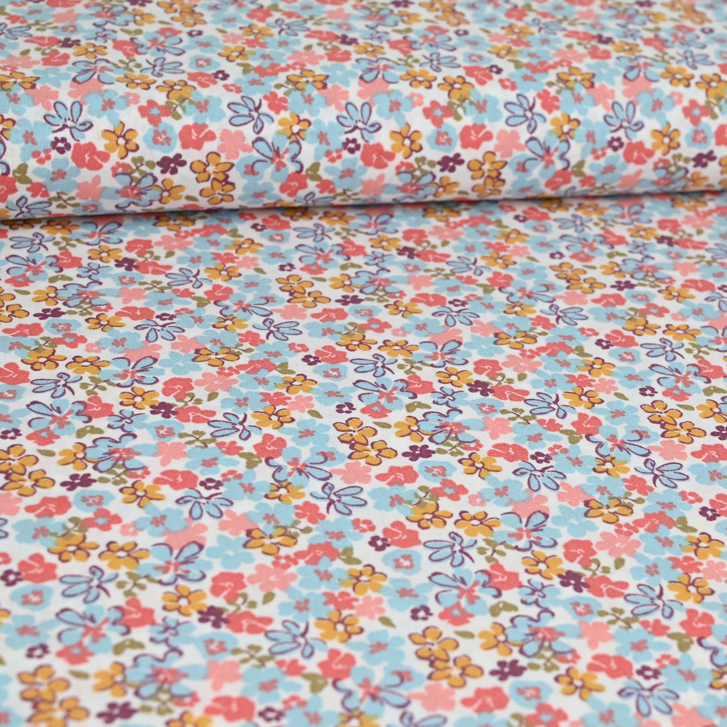 Popeline Wiesenblumen rosa-blau - elli&else