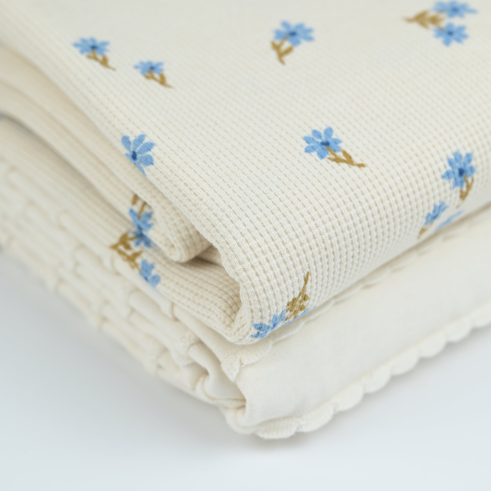 Waffelstrick Blümchen blau - elli&else