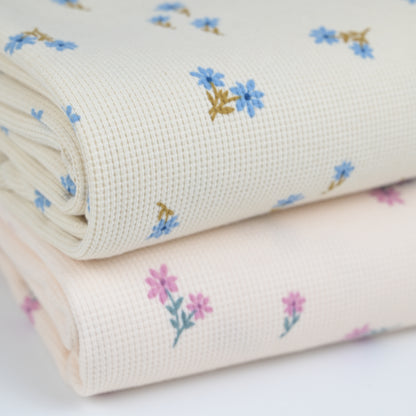 Waffelstrick Blümchen blau - elli&else