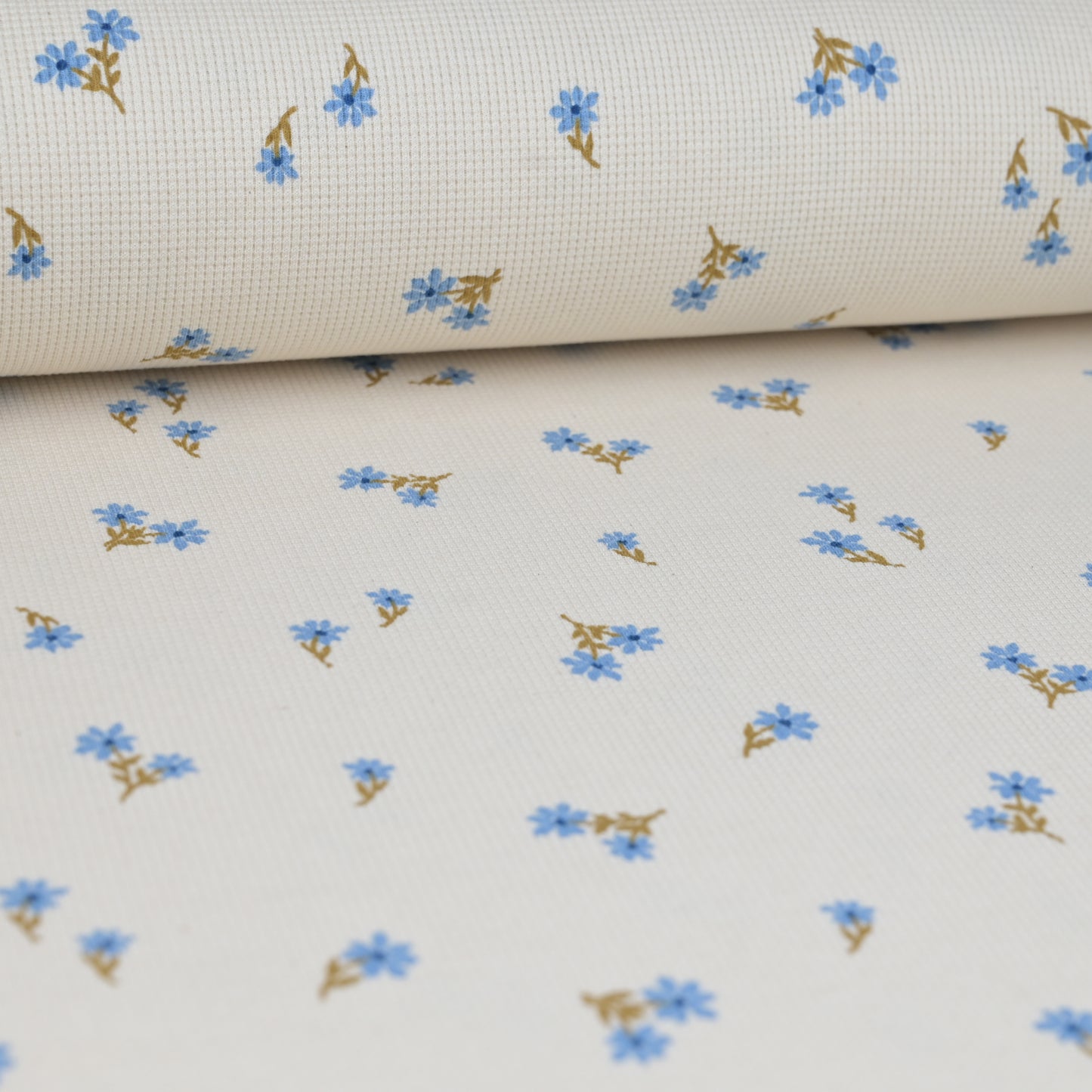 Waffelstrick Blümchen blau - elli&else