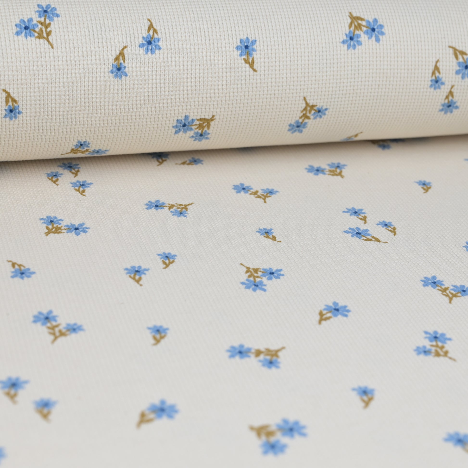 Waffelstrick Blümchen blau - elli&else