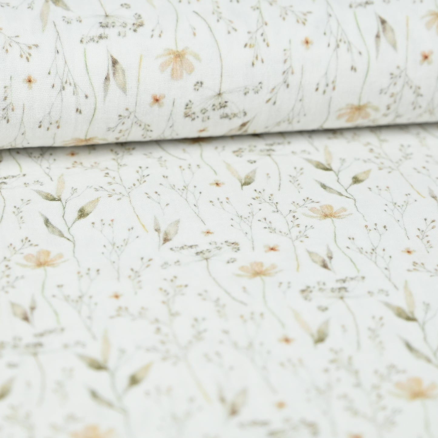 Musselin Blumenprint Natur