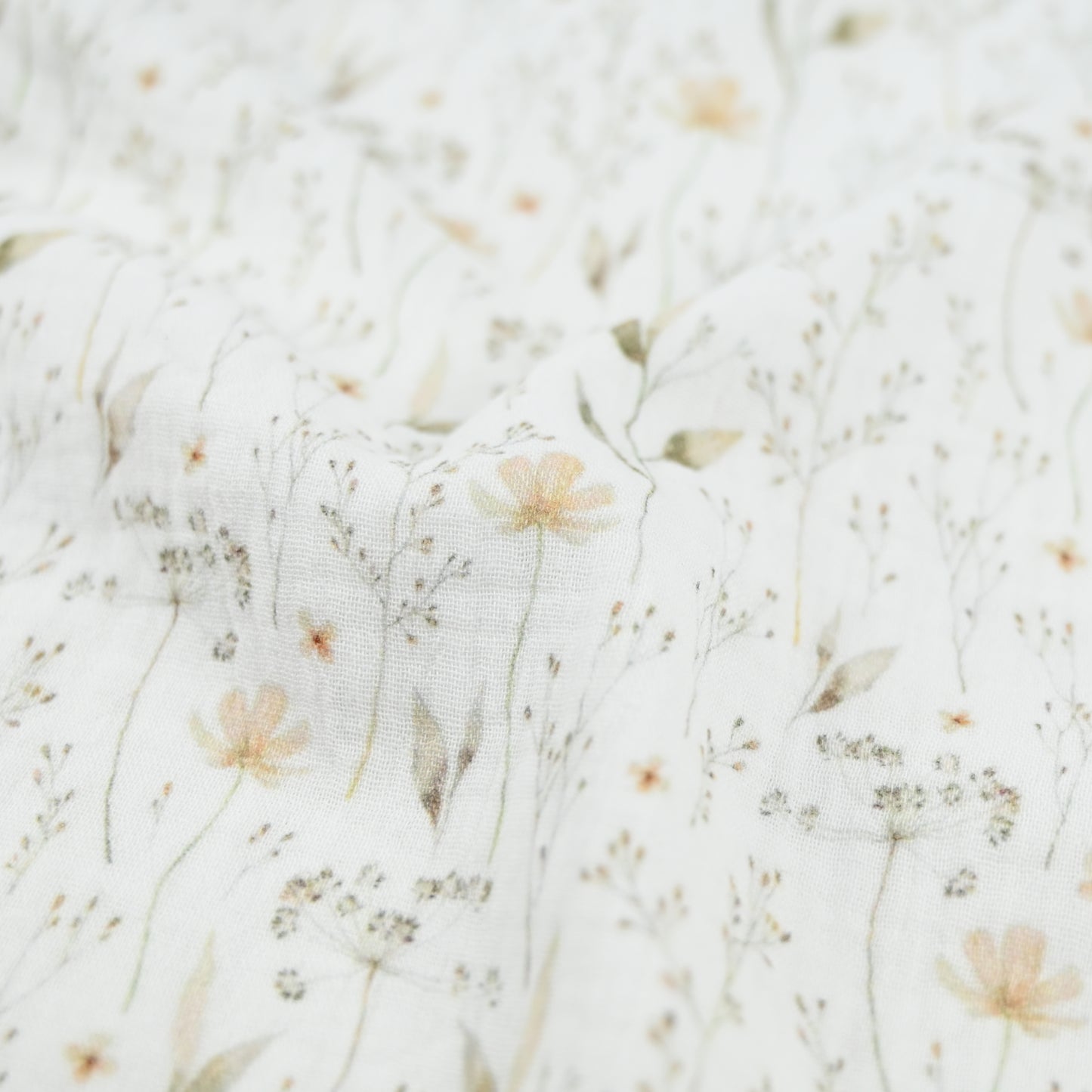 Musselin Blumenprint Natur