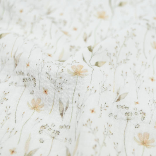 Musselin Blumenprint Natur