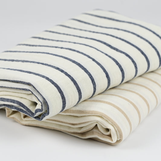 Musselin Streifen navy