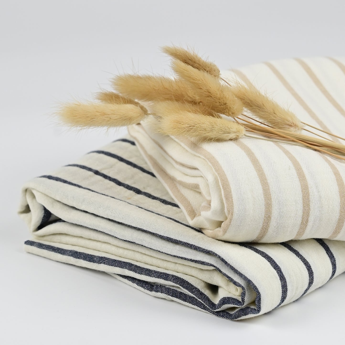 Musselin Streifen navy