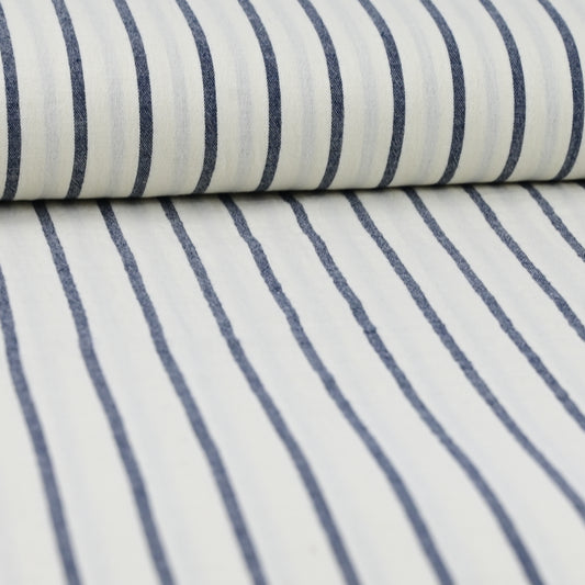 Musselin Streifen navy