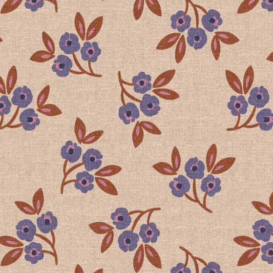 Canvas Stoff Blumenprint blau