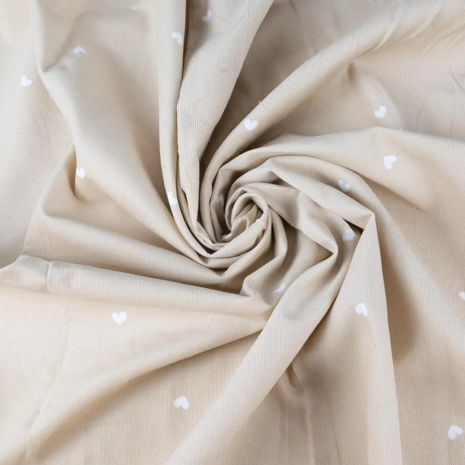 Babycord Herzen beige - Stoff bei elli&else