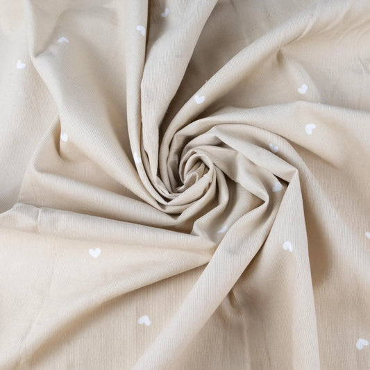 Babycord Herzen beige - Stoff bei elli&else