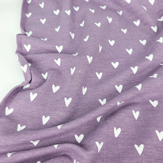 Bio French Terry Herzen dusty lila - Stoff bei elli&else