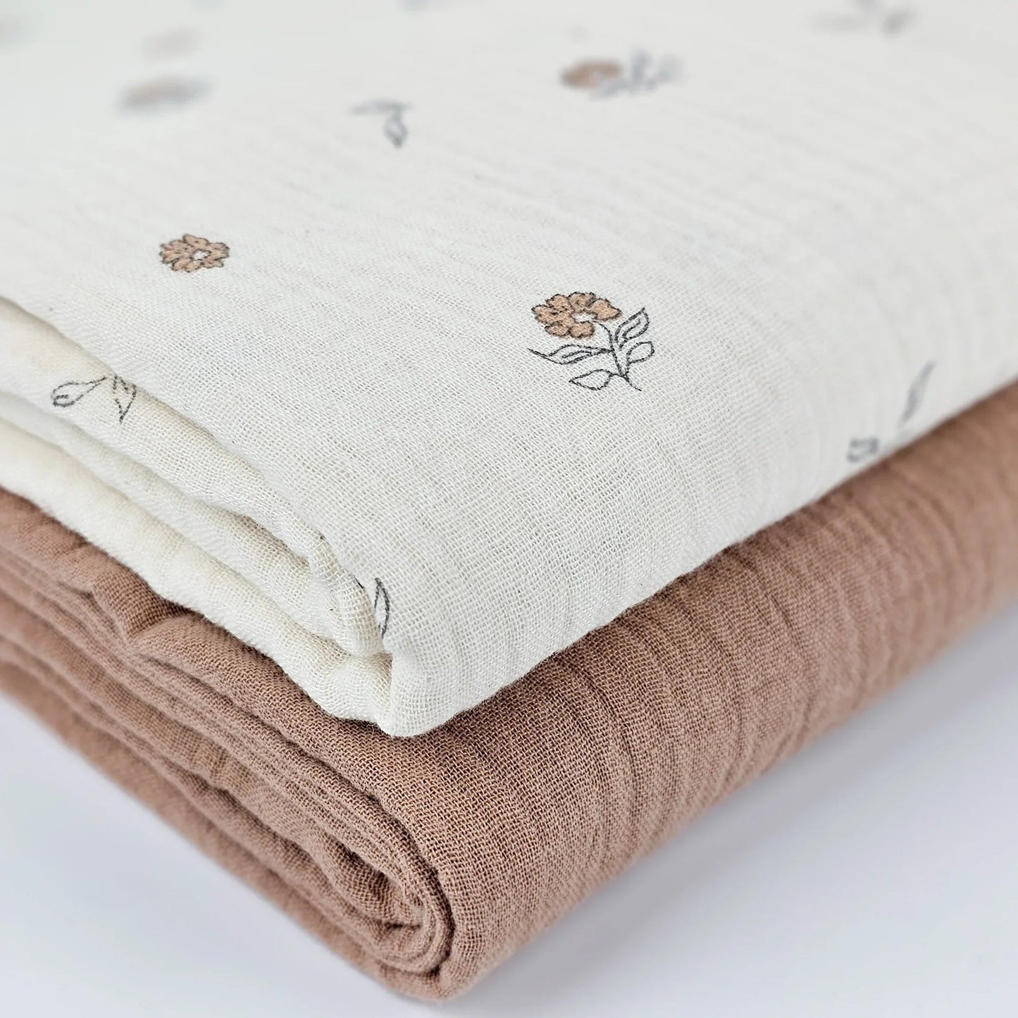 Bio - Musselin Blumen natur Meterware - elli&else