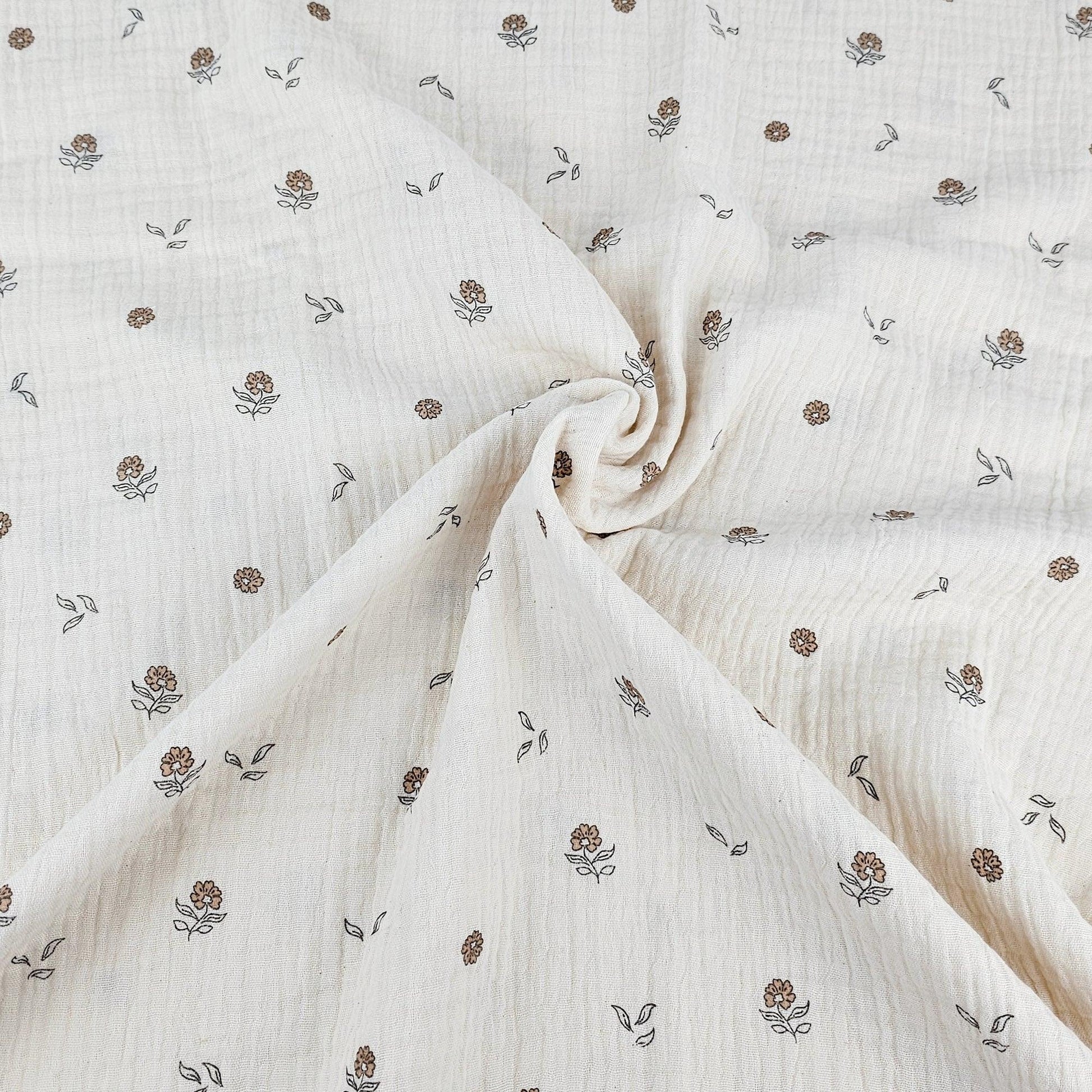 Bio - Musselin Blumen natur Meterware - elli&else