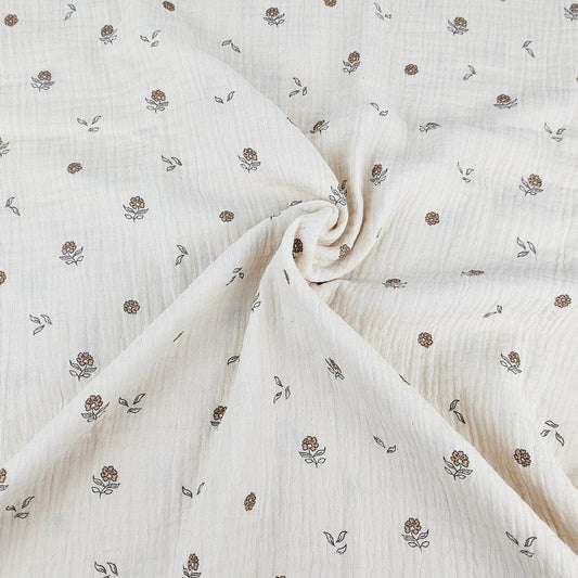 Bio - Musselin Blumen natur Meterware - elli&else