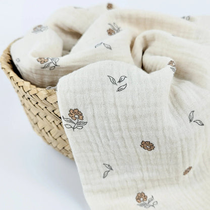 Bio - Musselin Blumen natur Meterware - elli&else