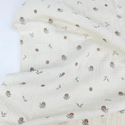 Bio - Musselin Blumen natur Meterware - elli&else